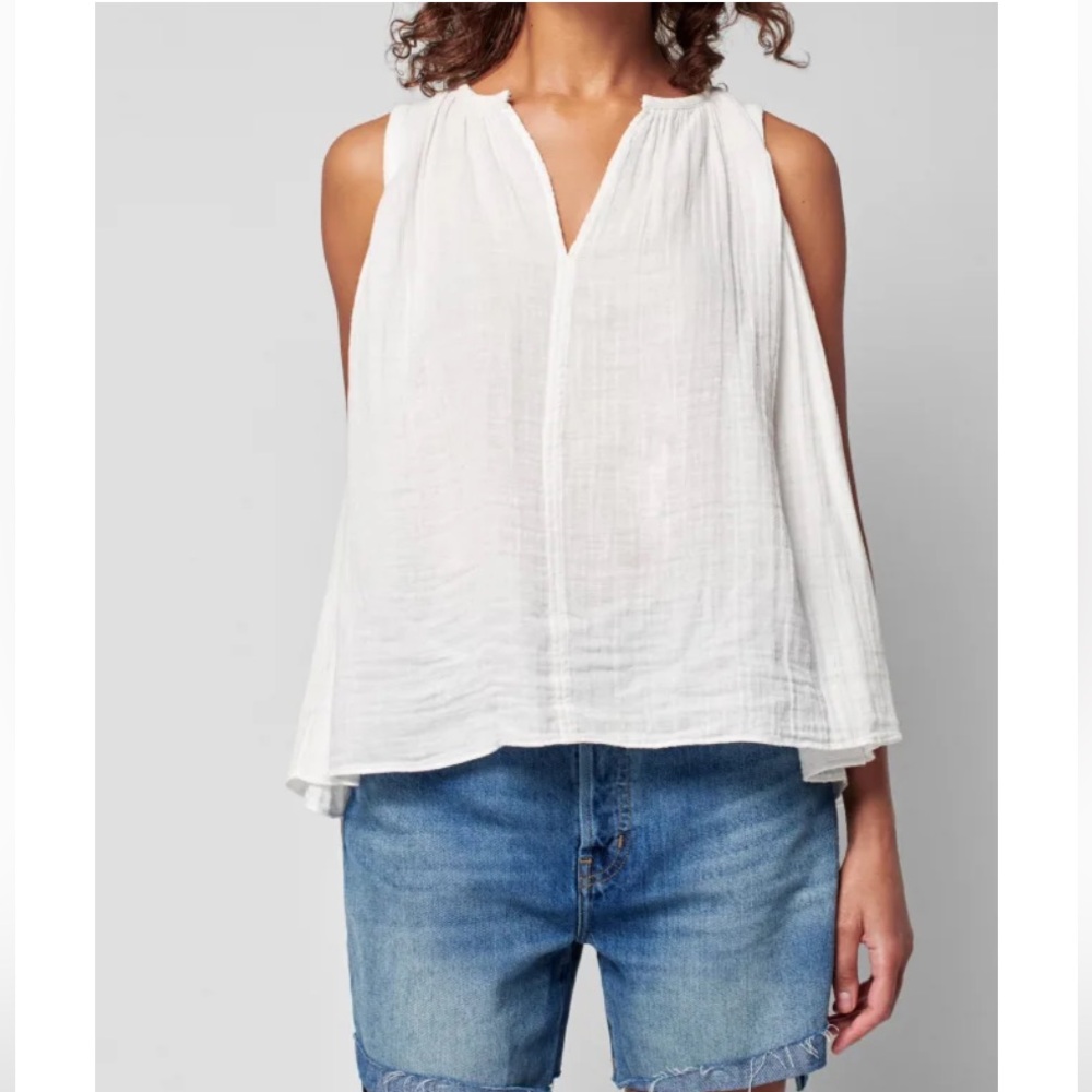 Faherty Dream Cotton Gauze Eliza Top White size Small